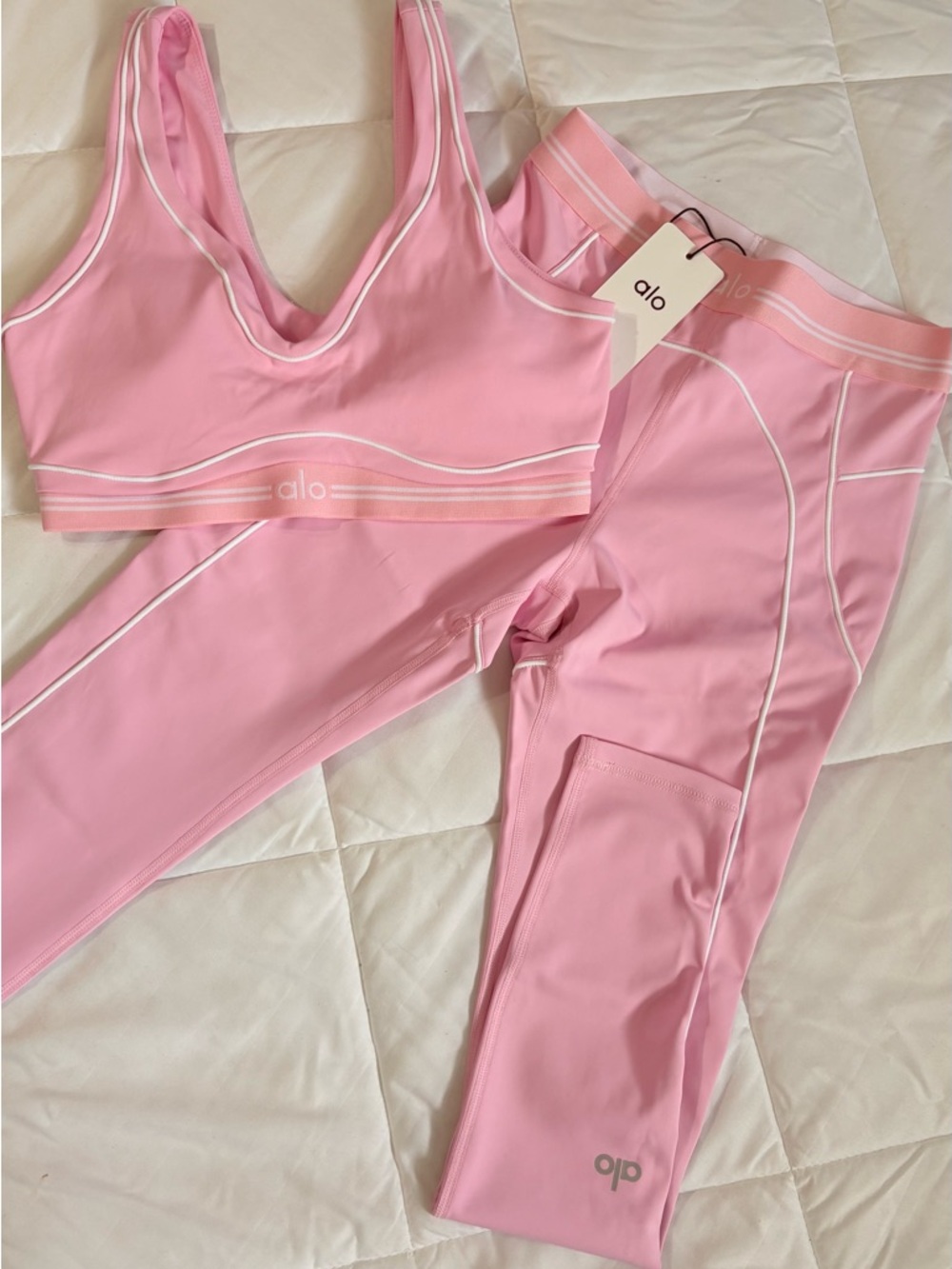 ALO Yoga Pink Seamless Sports Bra & Leggings